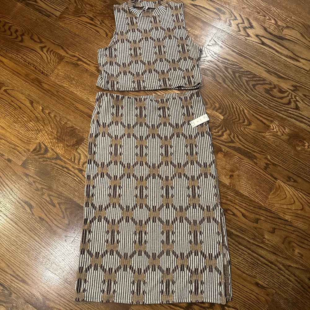 Anthropologie two piece maxi skirt and crop top.
